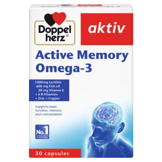 Illustration of the product packaging Doppelherz aktiv Active Memory Omega-3 front view